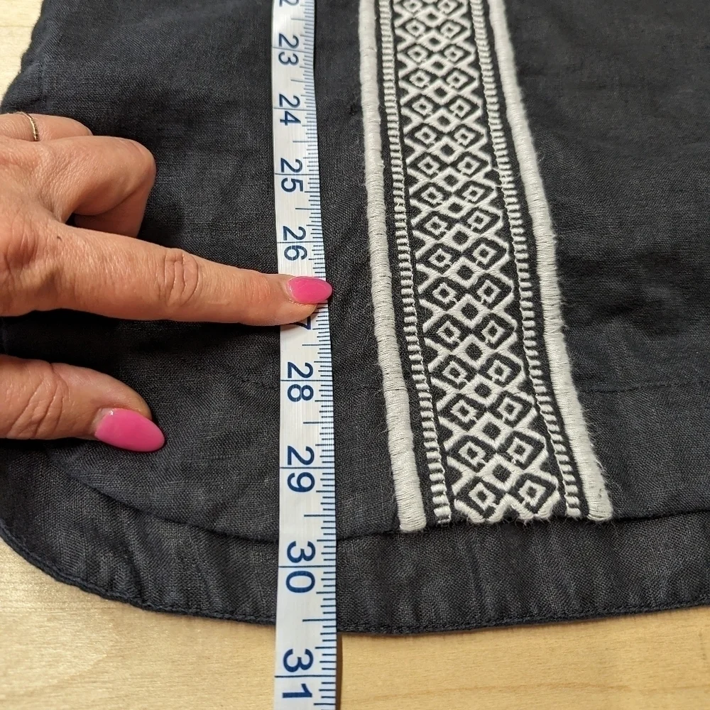 ATHLETA Black Column Embroidered Beach Pool Cover Up Linen Oversized XXS